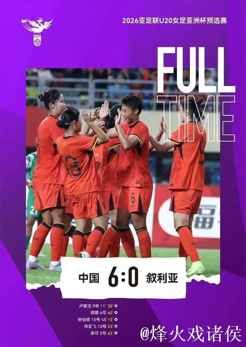 U20女足亚洲杯预赛：中国队首场6-0大胜叙利亚